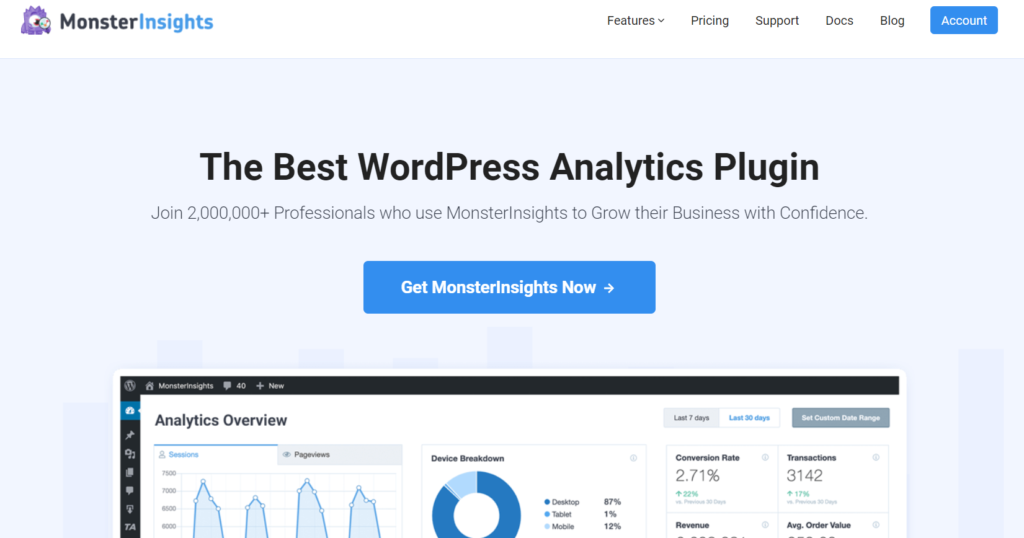 MonsterInsights WordPress plugin for form conversion tracking