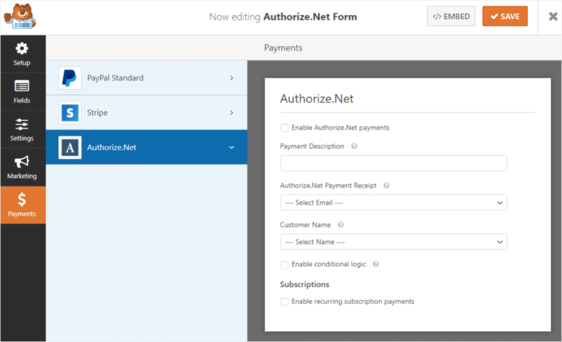 Use Authorize.net addon to accept online payments easily